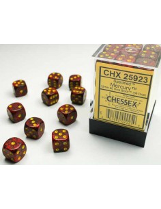 Chessex Speckled 12mm d6 Dice Blocks with Pips (36 Dice) - Mercury