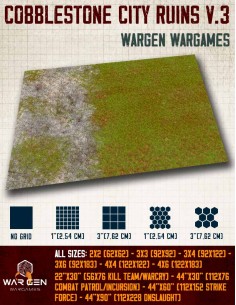 Cobblestone City Ruins v.3 - Wargames Gaming Mat