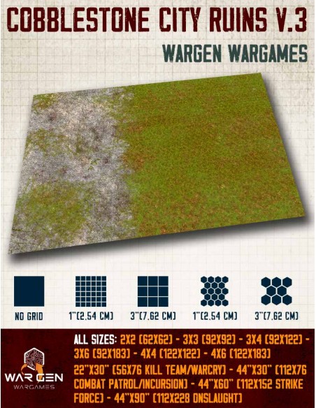 Cobblestone City Ruins v.3 - Tapete para Wargames