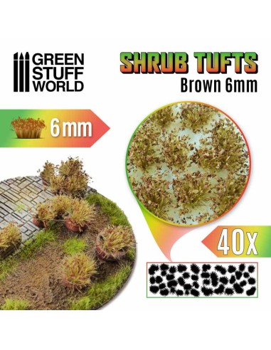 Green Stuff World - Shrubs TUFTS - 6mm self-adhesive - BROWN