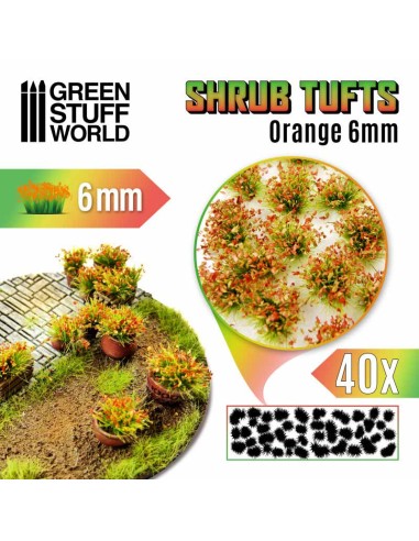 Green Stuff World - Matas Arbustos - Autoadhesivas - 6mm - NARANJA