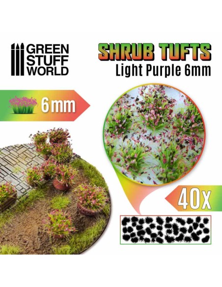 Green Stuff World - Matas Arbustos - Autoadhesivas - 6mm - PURPURA CLARO