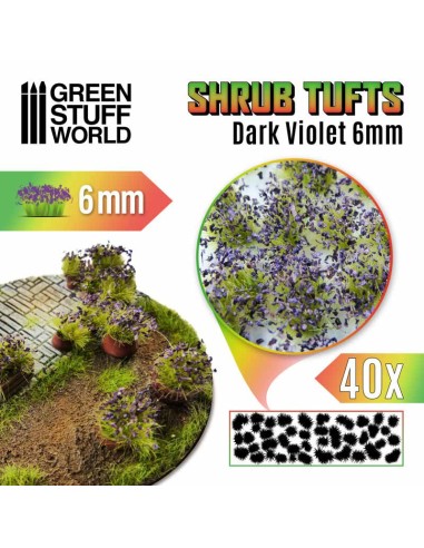 Green Stuff World - Shrubs TUFTS - 6mm self-adhesive - DARK VIOLET