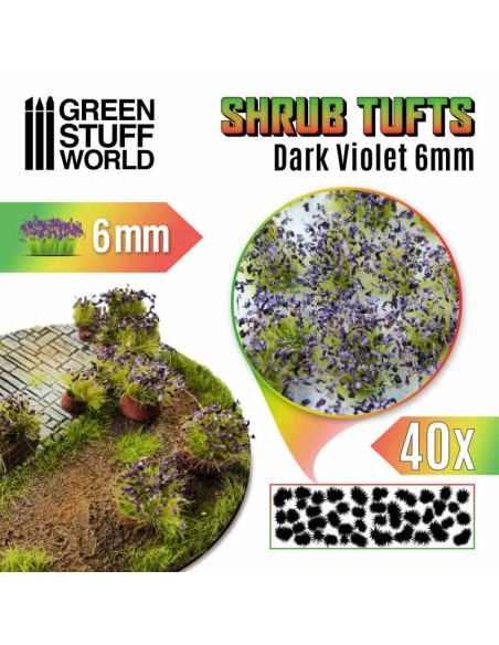 Green Stuff World - Shrubs TUFTS - 6mm self-adhesive - DARK VIOLET