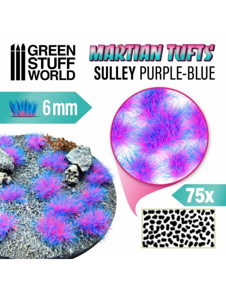 Green Stuff World - Martian Fluor Tufts - 6mm self-adhesive - SULLY PURPLE-BLUE