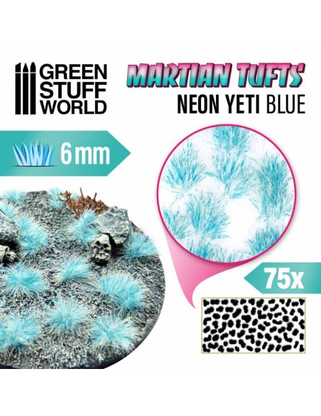 Green Stuff World - Matas Cesped Alien - Autoadhesivas - 6mm - NEON YETI BLUE