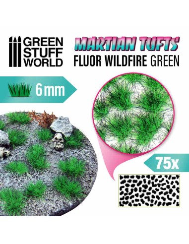 Green Stuff World - Matas Cesped Alien - Autoadhesivas - 6mm - FLUOR WILDFIRE GREEN