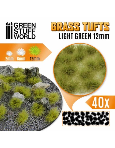 Green Stuff World - Grass TUFTS - 12mm self-adhesive - LIGHT GREEN