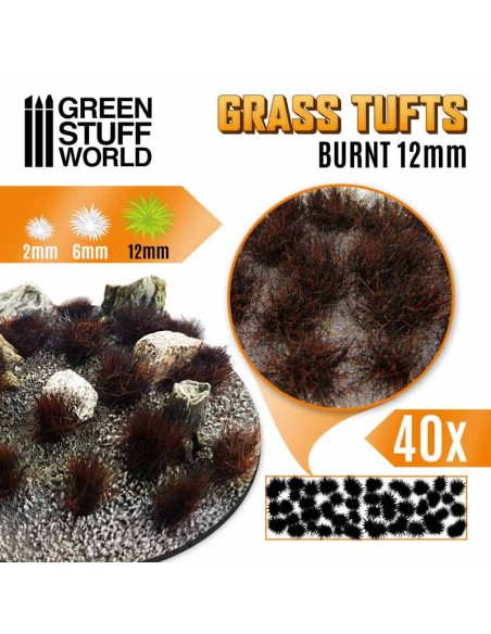 Green Stuff World - Grass TUFTS - 12mm self-adhesive - BURNT