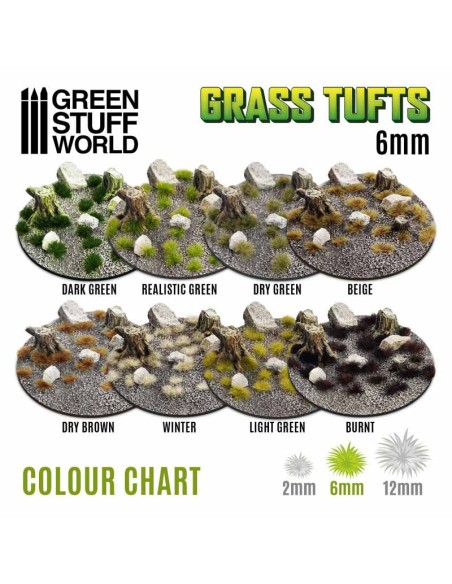 Green Stuff World - Grass TUFTS - 6mm self-adhesive - LIGHT GREEN