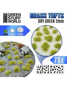 Green Stuff World - Grass TUFTS - 2mm self-adhesive - DRY GREEN