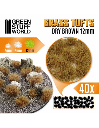 Green Stuff World - Grass TUFTS - 12mm self-adhesive - DRY BROWN