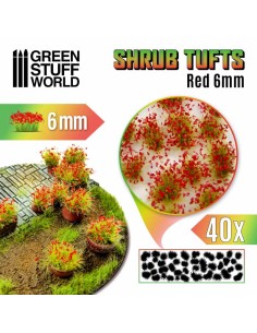 Green Stuff World - Shrubs TUFTS - 6mm self-adhesive - RED FLOWERS