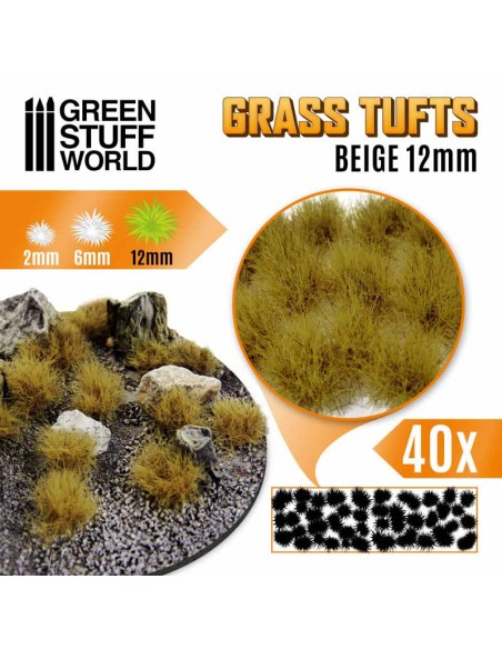 Green Stuff World - Grass TUFTS - 12mm self-adhesive - BEIGE