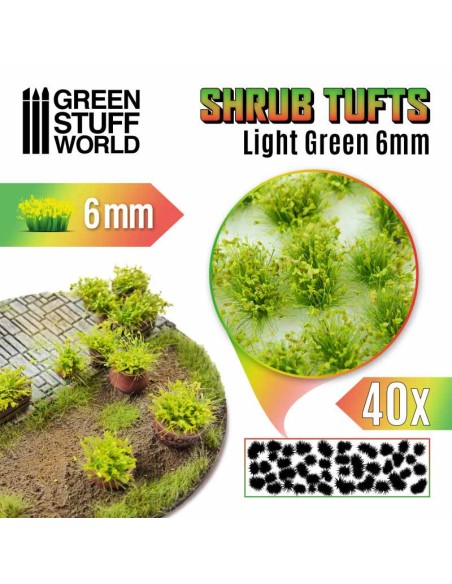 Green Stuff World - Shrubs TUFTS - 6mm self-adhesive - LIGHT GREEN