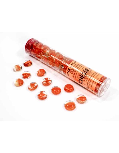 Chessex Gaming Glass Stones in Tube - Catseye Orange