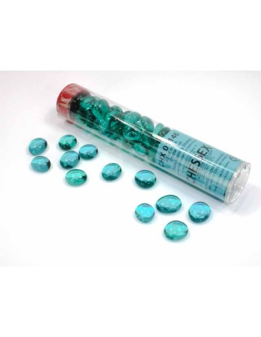 Chessex Gaming Glass Stones in Tube - Crystal Teal