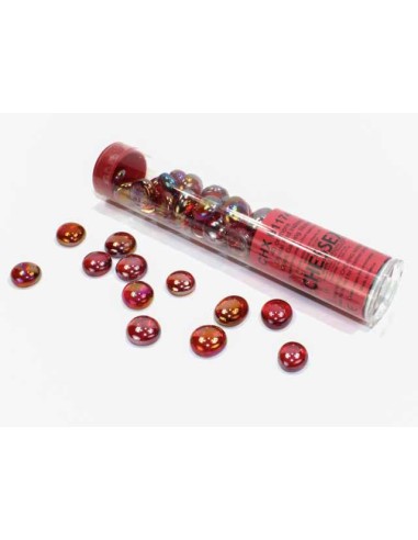 Chessex Gaming Glass Stones in Tube - Crystal Red Iridized