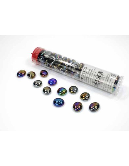 Chessex Gaming Glass Stones in Tube - Black Opal Iridized