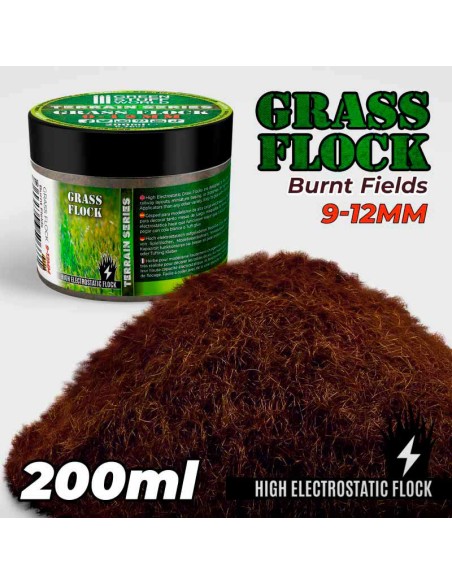 Green Stuff World - Static Grass Flock 9-12mm - BURNT FIELDS - 200 ml