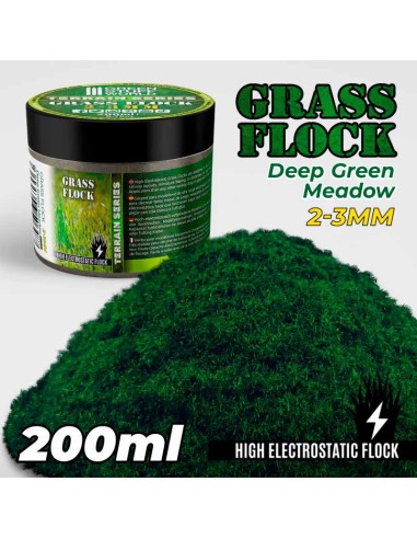 Green Stuff World - Static Grass Flock 2-3mm - DEEP GREEN MEADOW - 200 ml