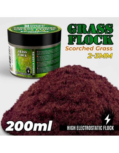 Green Stuff World - Static Grass Flock 2-3mm - SCORCHED BROWN - 200 ml
