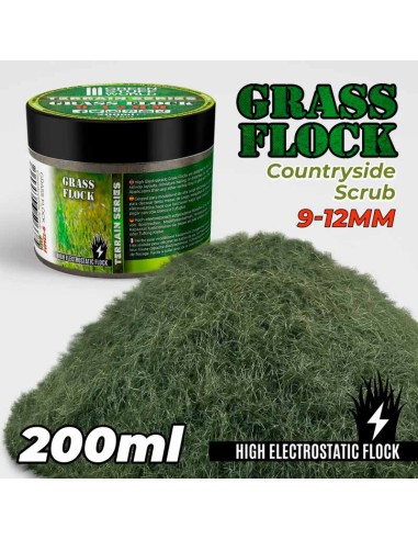 Green Stuff World - Static Grass Flock 9-12mm - COUNTRYSIDE SCRUB - 200 ml