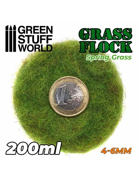 Green Stuff World - Static Grass Flock 4-6mm - SPRING GRASS - 200 ml