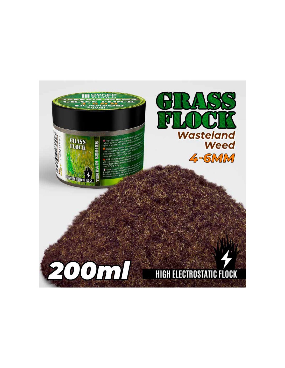 Green Stuff World - Static Grass Flock 4-6mm - WASTELAND WEED - 200 ml