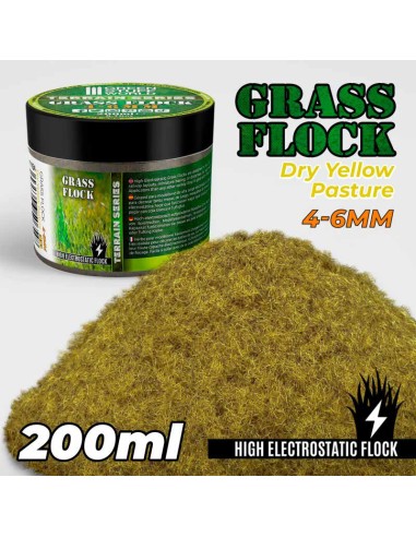 Green Stuff World - Static Grass Flock 4-6mm - DRY YELLOW PASTURE - 200 ml