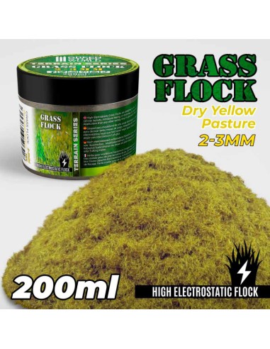 Green Stuff World - Static Grass Flock 2-3mm - DRY YELLOW PASTURE - 200 ml