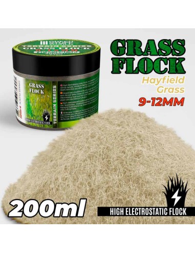 Green Stuff World - Static Grass Flock 9-12mm - HAYFIELD GRASS - 200 ml