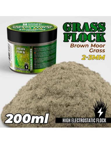 Green Stuff World - Static Grass Flock 2-3mm - BROWN MOOR GRASS - 200 ml