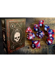 Set de dados Elder Dice - Mark of the Necronomicon Dice - Bone White on Blood and Magick Polyhedral Set