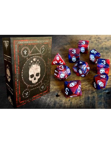 Elder Dice - Mark of the Necronomicon Dice - Bone White on Blood and Magick Polyhedral Set