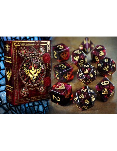 Set de dados Elder Dice - Crown of the Night Mother - Mythic Glass and Wax Edition Polyhedral Set