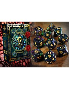 Set de dados Elder Dice - Crest of Dagon - Mythic Glass and Wax Edition Polyhedral Set