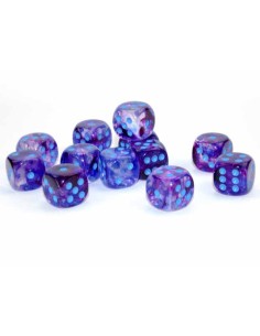 Chessex 16mm d6 Dice Blocks (12 Dados) - Nebula Nocturnal/blue Luminary 2