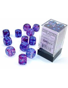 Chessex 16mm d6 Dice Blocks (12 Dice) - Nebula Nocturnal/blue Luminary