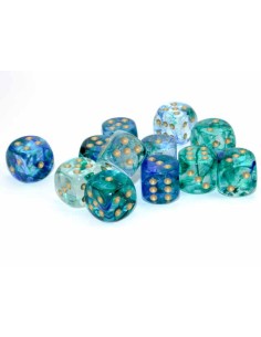 Chessex 16mm d6 Dice Blocks (12 Dados) - Nebula Oceanic/gold Luminary 2