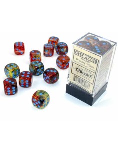 Chessex 16mm d6 Dice Blocks (12 Dice) - Nebula Primary/blue Luminary