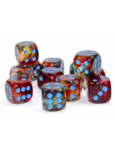 Chessex 16mm d6 Dice Blocks (12 Dados) - Nebula Primary/blue Luminary 2