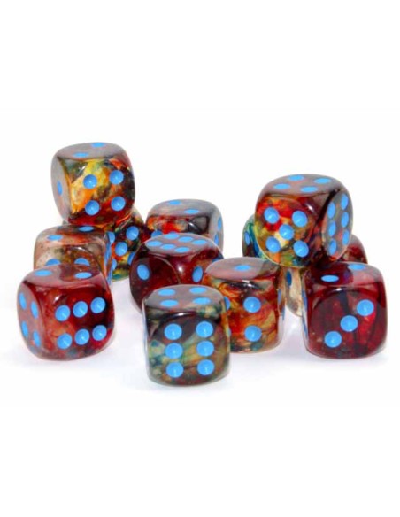 Chessex 16mm d6 Dice Blocks (12 Dados) - Nebula Primary/blue Luminary