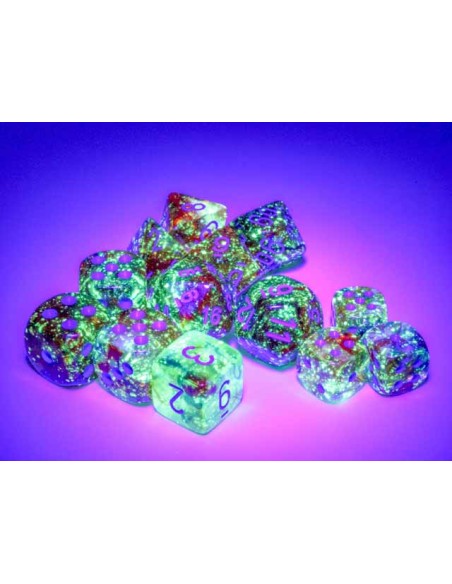 Chessex 16mm d6 Dice Blocks (12 Dados) - Nebula Primary/blue Luminary