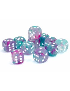 Chessex 16mm d6 Dice Blocks (12 Dice) - Nebula Wisteria/white Luminary 2