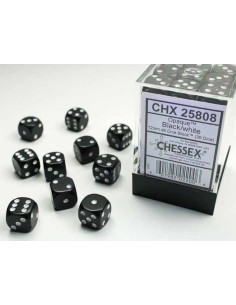 Chessex Opaque 12mm d6 Dice Blocks with Pips (36 Dados) - Black/white