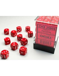 Chessex Opaque 12mm d6 Dice Blocks with Pips (36 Dados) - Red/white