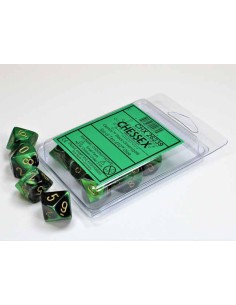 Chessex Gemini Polyhedral d10 Dice (10 Dados) - Black-Green/gold