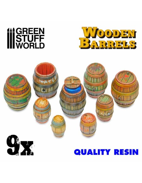 Green Stuff World - Set de Barriles de madera en Resina