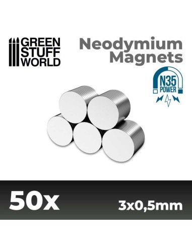 Green Stuff World - Imanes Neodimio 3x0,5mm - 50 unidades (N35)